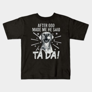 TaDa Vintage funny golden retriever with Distressed TaDa retro golden retriever Kids T-Shirt